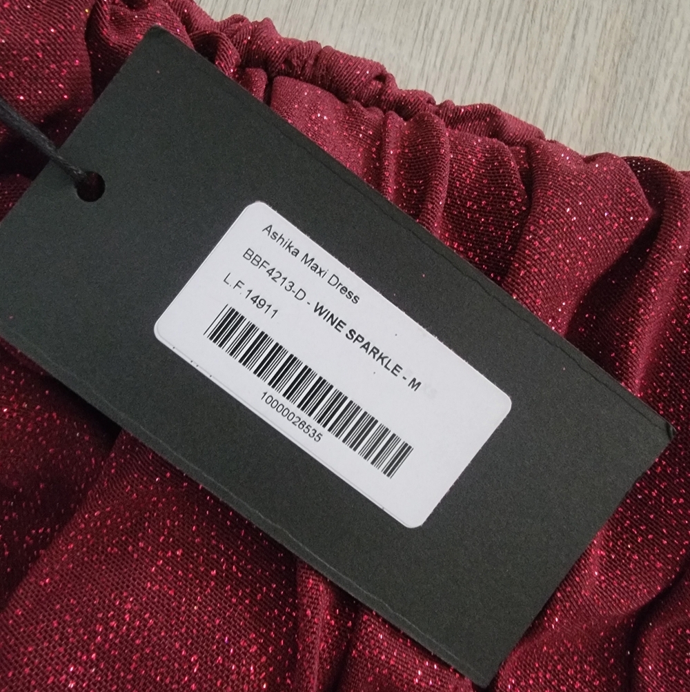 Babyboo Ashika Maxi Dress Wine Sparkle sz Medium with Agnes Shawl Wine Sparkle - Picture 9 of 13